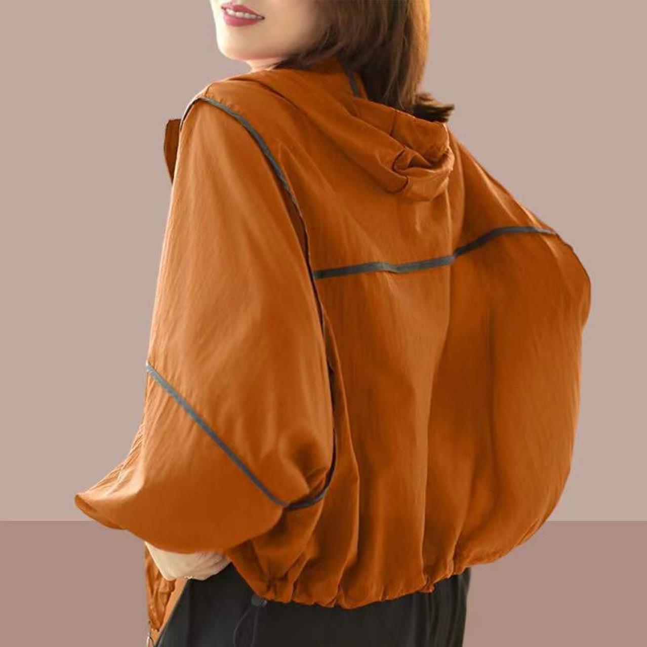 シンプルファッション 薄手フード付きゆったりパーカー