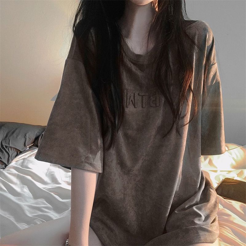 シンプルファッション レトロオーバーサイズ半袖Tシャツ
