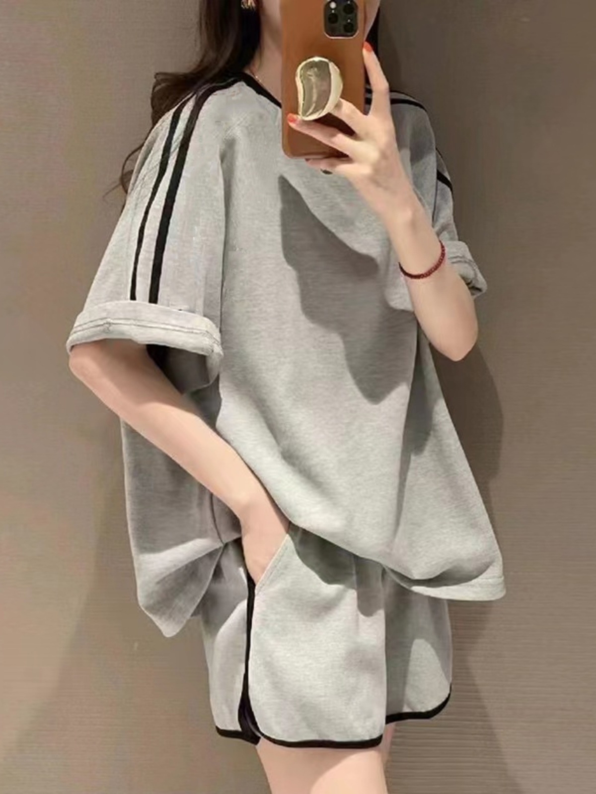 シンプルファッション ラインデザイン 上下セット ルームウェア