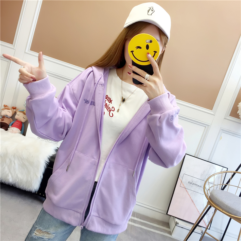 シンプルファッション ゆったりシルエットジップアップパーカー