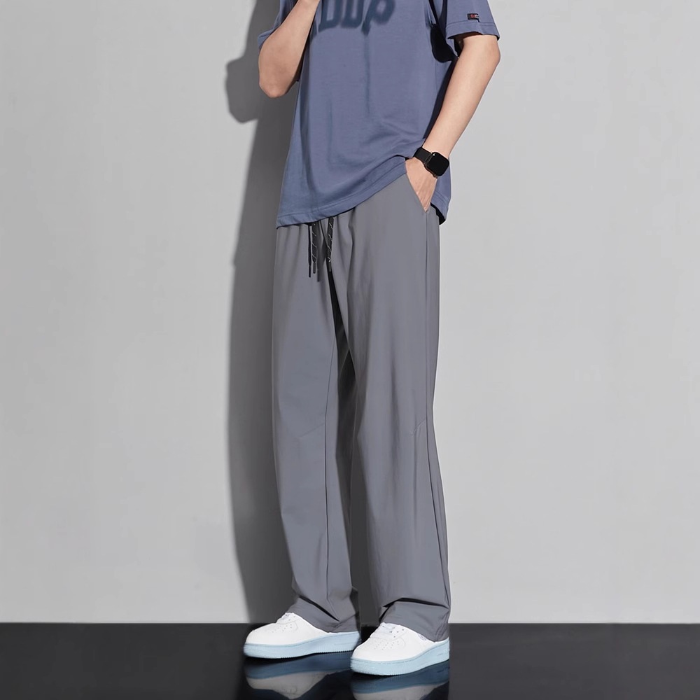 シンプルファッション 冷感ストレートシルキーパンツ