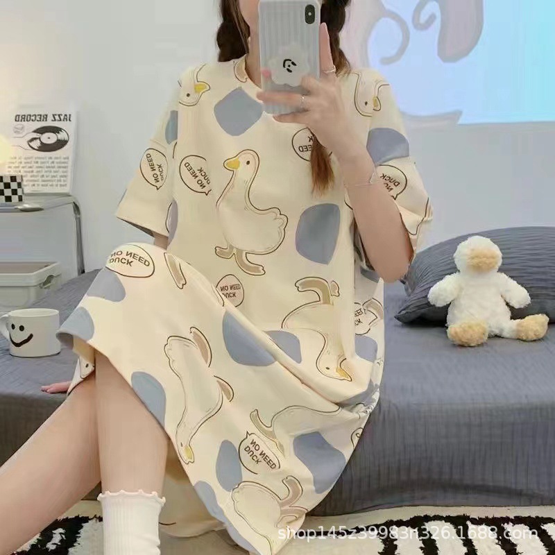 シンプルファッション ゆったりボーダーワンピース型ルームウェア