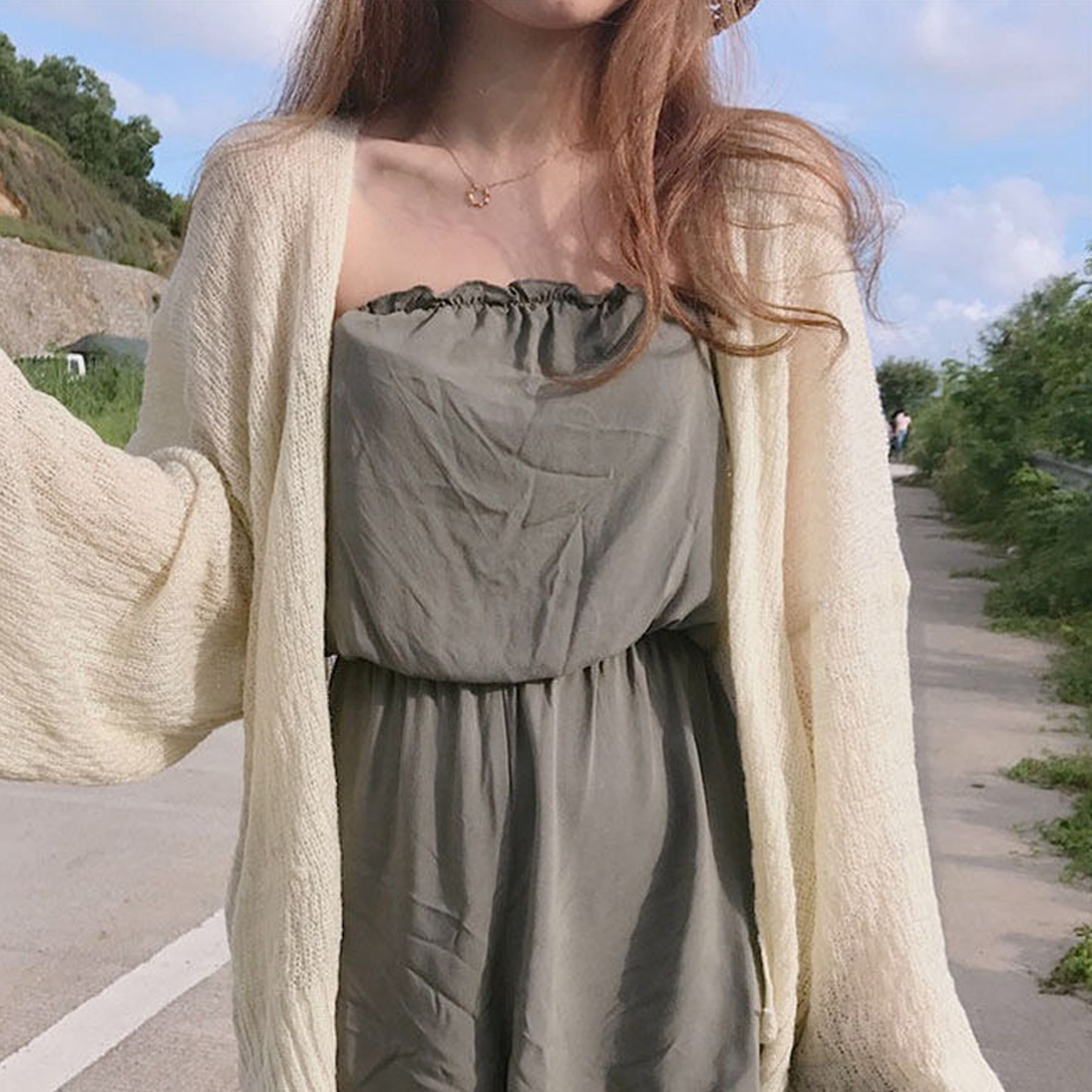 シンプルファッション 薄手ニットカーディガン 前開き 夏 羽織り