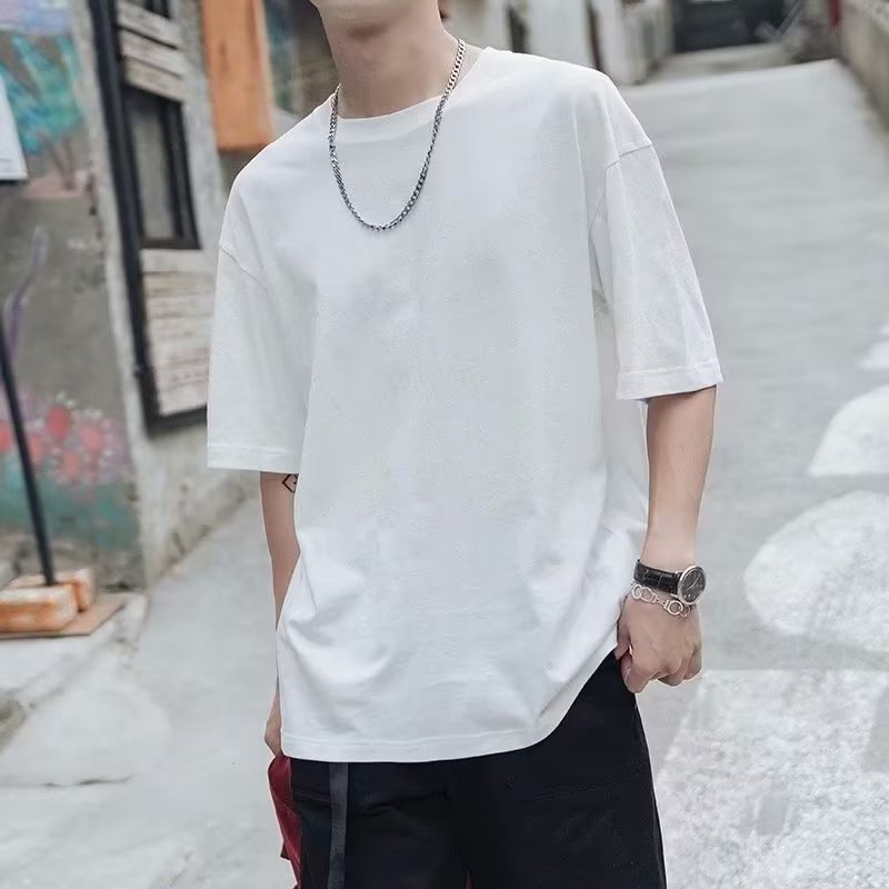 シンプルファッション シンプル五分袖オーバーサイズTシャツ