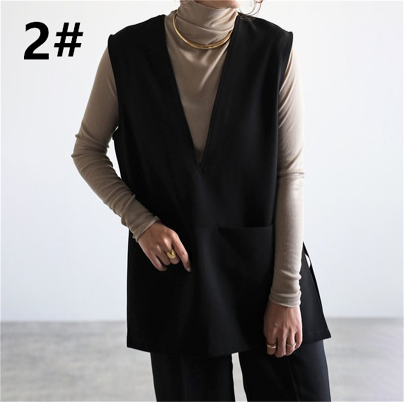 シンプルファッション 新作ブイネックベスト レディース春夏無地重ね着