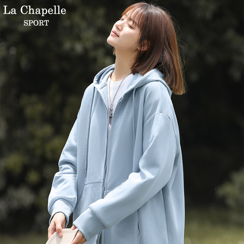 シンプルファッション フード付き薄手ジップアップパーカー