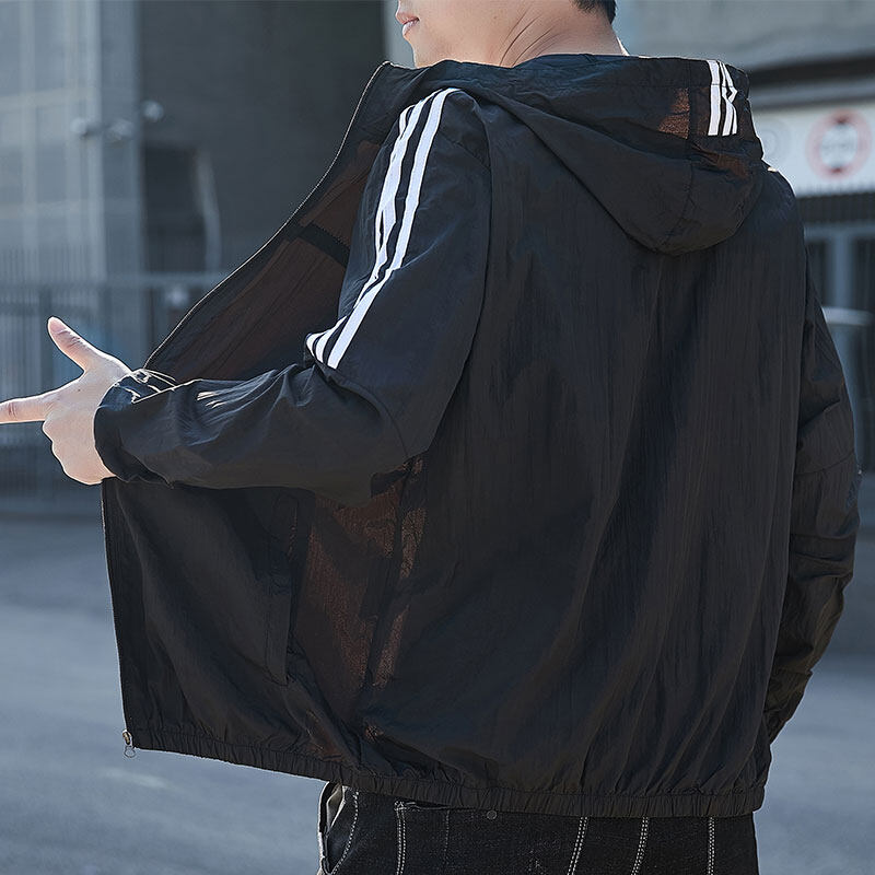 シンプルファッション 軽量フード付き速乾ジャケット