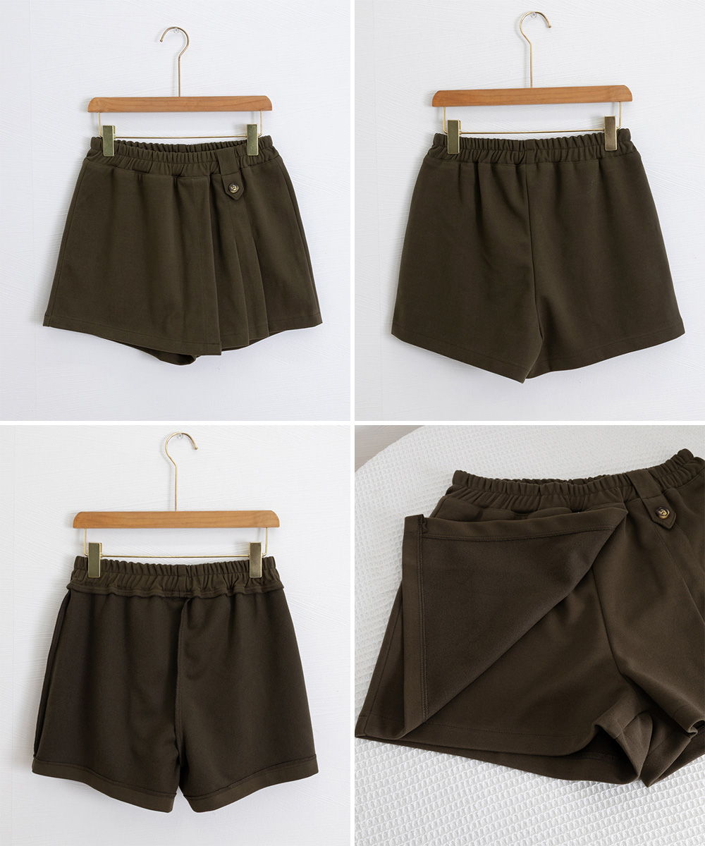 シンプルファッション プリーツキュロットパンツ ウール風 秋冬