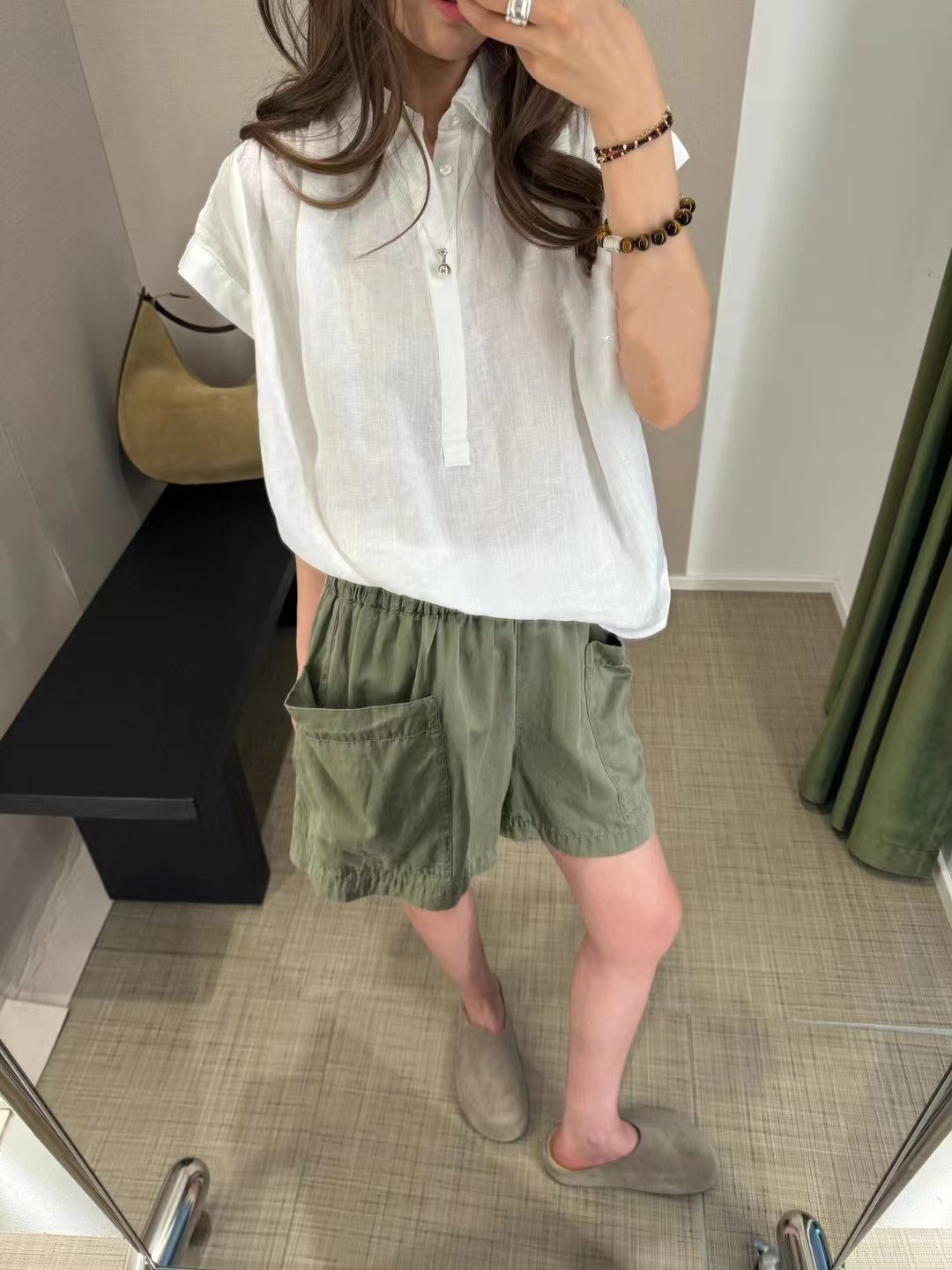 シンプルファッション フリースリーブリネンシャツ