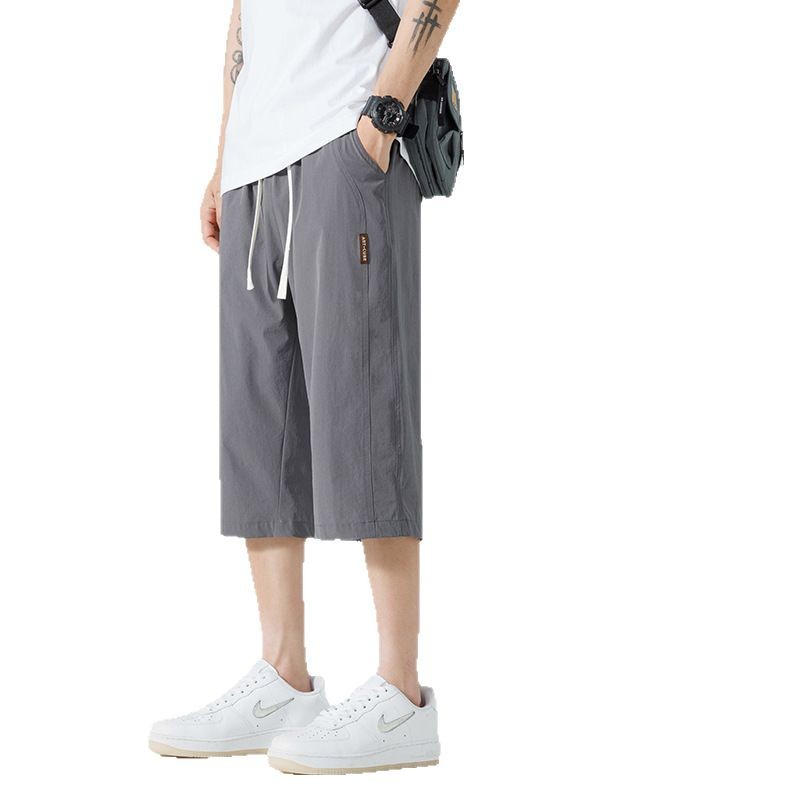 シンプルファッション リラックス七分丈パンツ 速乾素材