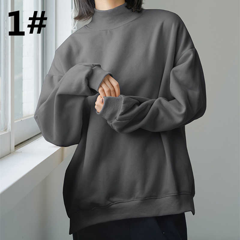 ゆったりモックネック無地トレーナー