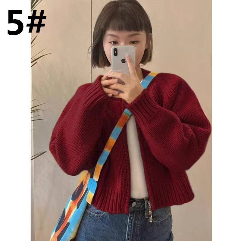 シンプルファッション 秋冬新作 無地ニットカーディガン ゆったりシルエット レディース