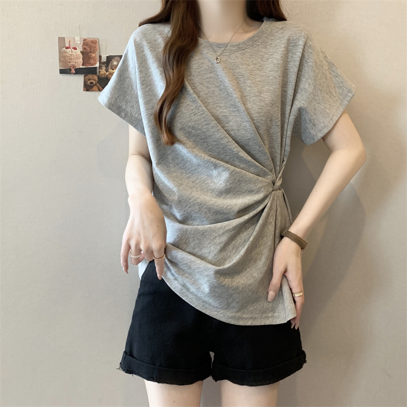 シンプルファッション シンプル不規則デザイン半袖Tシャツ