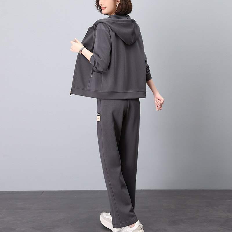 シンプルファッション シンプル上品パーカー上下セット