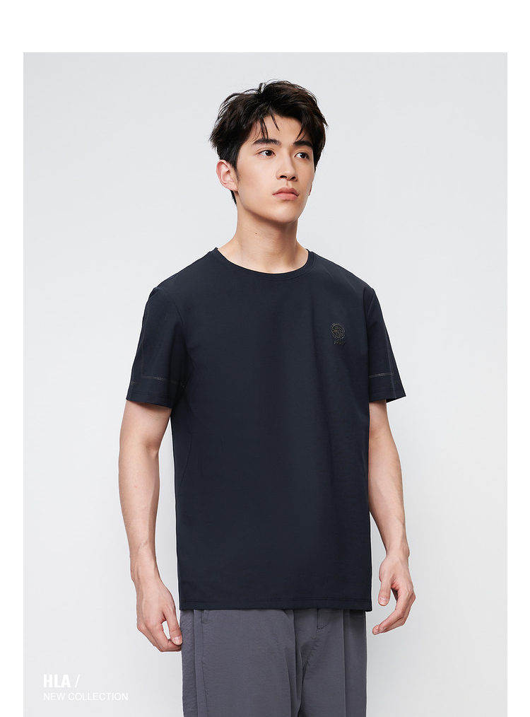 シンプルファッション シルク混紡素材感じる上質半袖Tシャツ