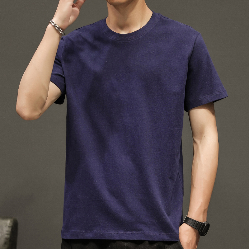 シンプルファッション ゆったり着れるVネック純綿Tシャツ