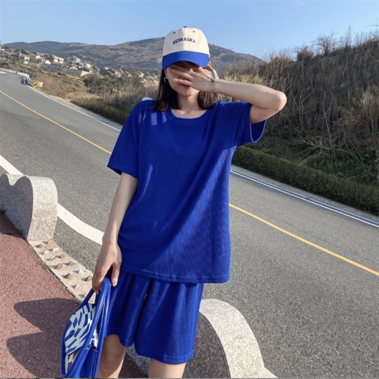 シンプルファッション シンプル半袖ルームウェア上下セット
