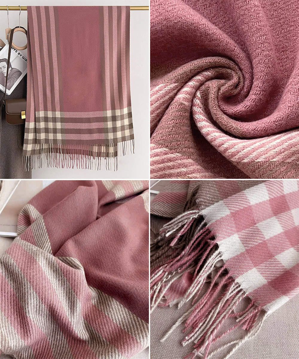 シンプルファッション ストライプ柄大判マフラー レディース秋冬ストール