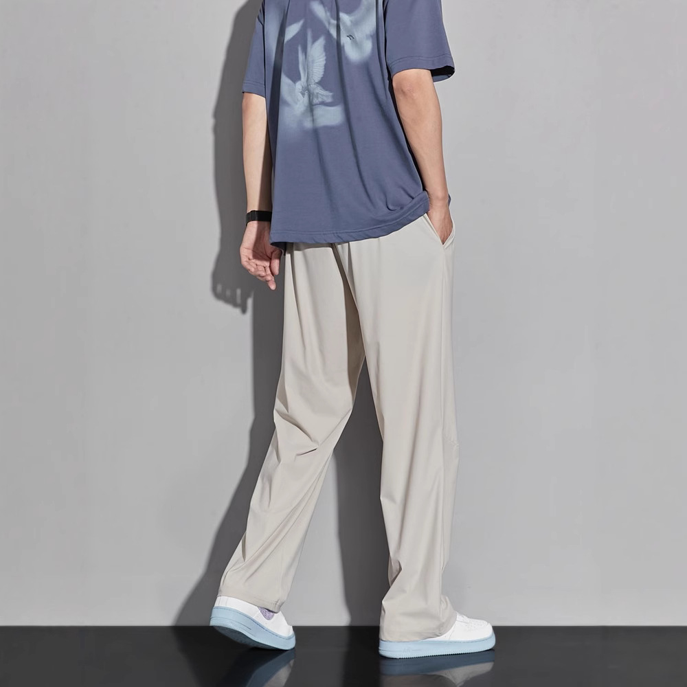 シンプルファッション 冷感ストレートシルキーパンツ