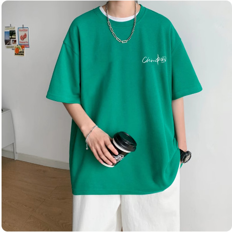 シンプルファッション ゆったりシルエット 純綿半袖Tシャツ