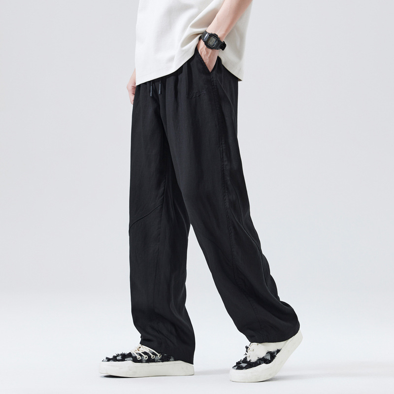 シンプルファッション リネン混リラックスワイドパンツ