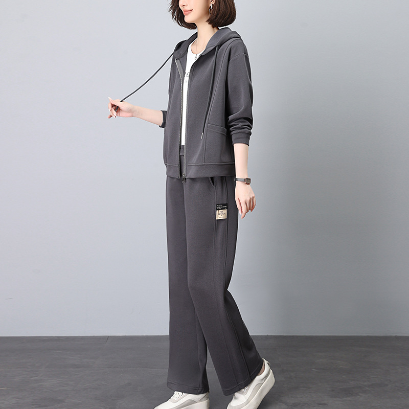 シンプルファッション シンプル上品パーカー上下セット