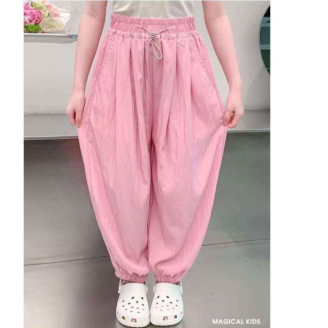 シンプルファッション ゆったりシルエット薄手ロングパンツ
