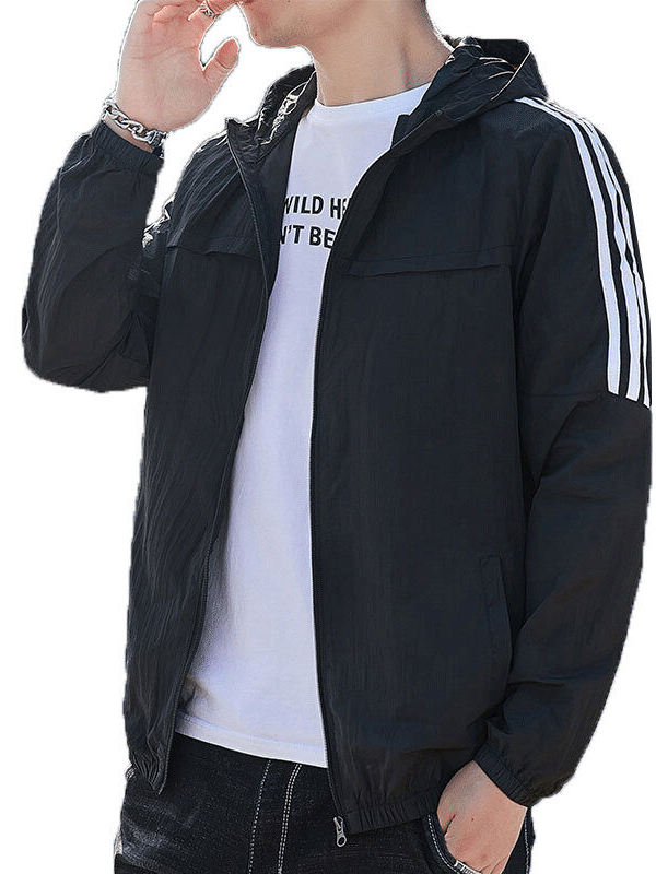 シンプルファッション 軽量フード付き速乾ジャケット