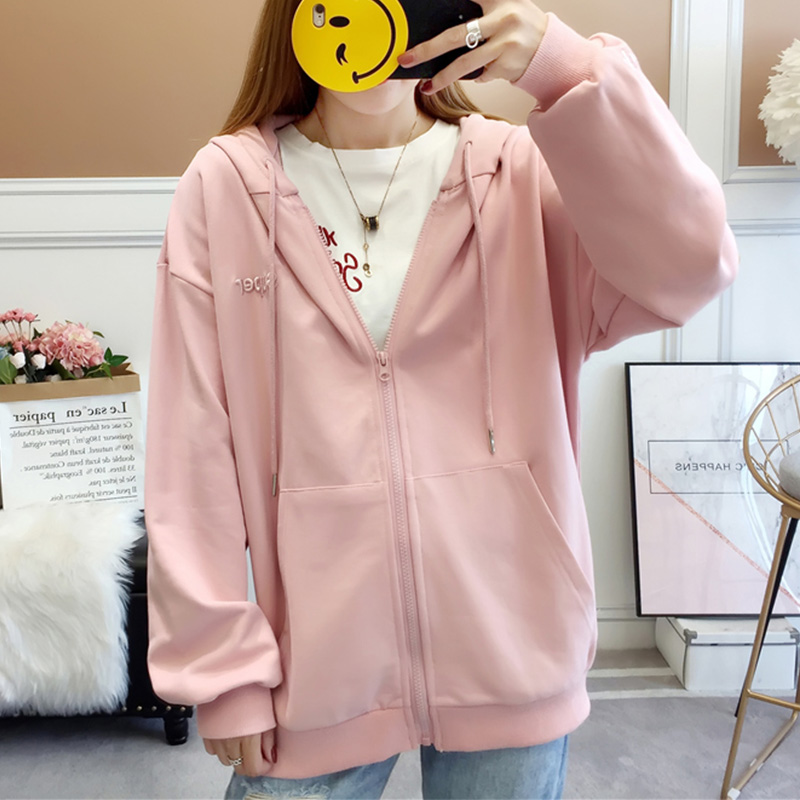 シンプルファッション ゆったりシルエットジップアップパーカー