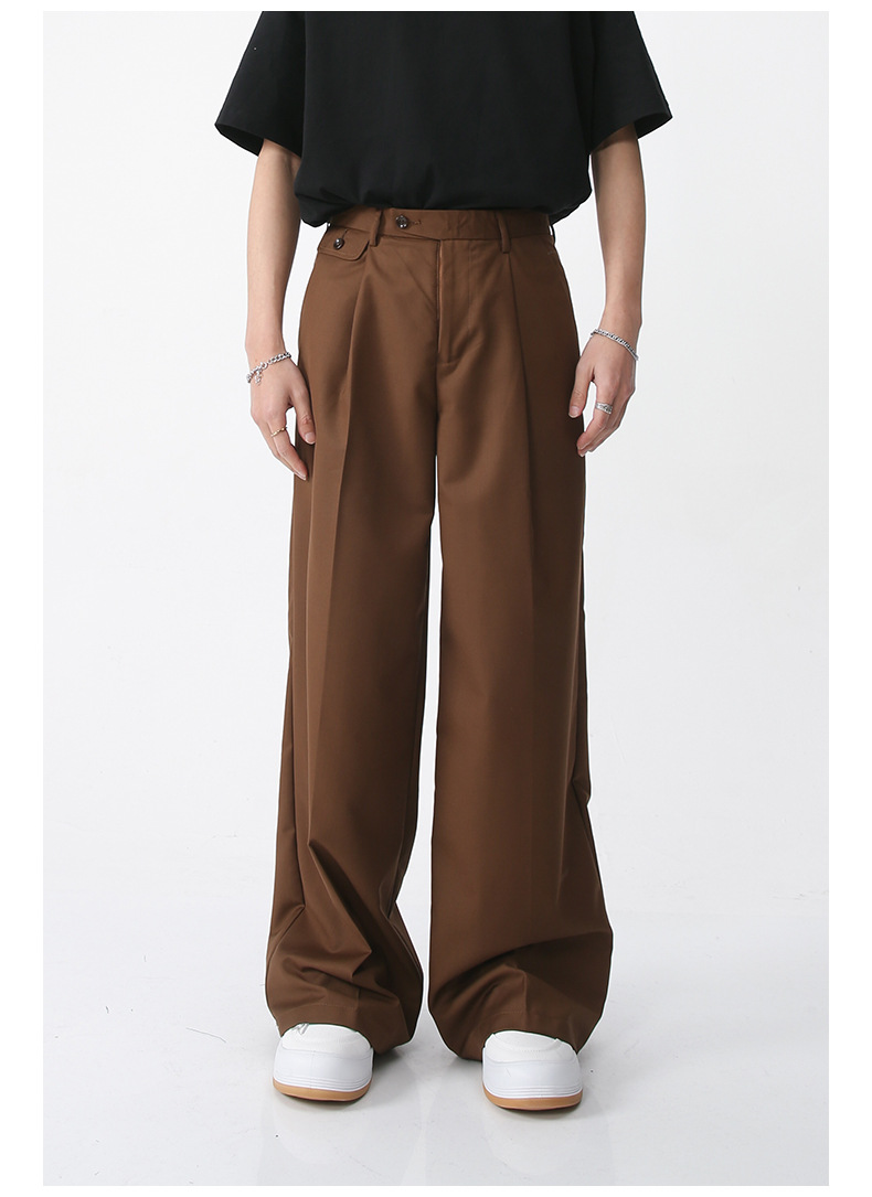 シンプルファッション ゆったりシルエット レトロ風ドレスパンツ