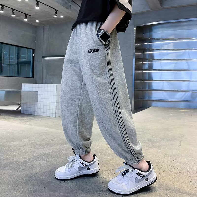 シンプルファッション 子供用薄手クロップドパンツ