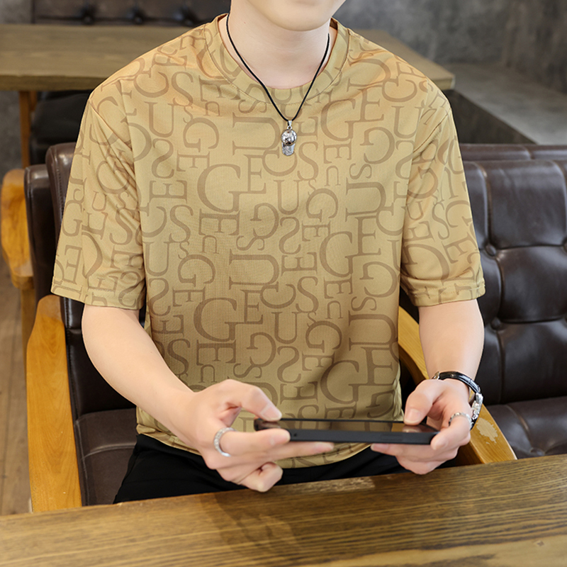 シンプルファッション シンプル縦ストライプ半袖カットソー
