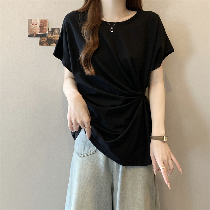 シンプルファッション シンプル不規則デザイン半袖Tシャツ