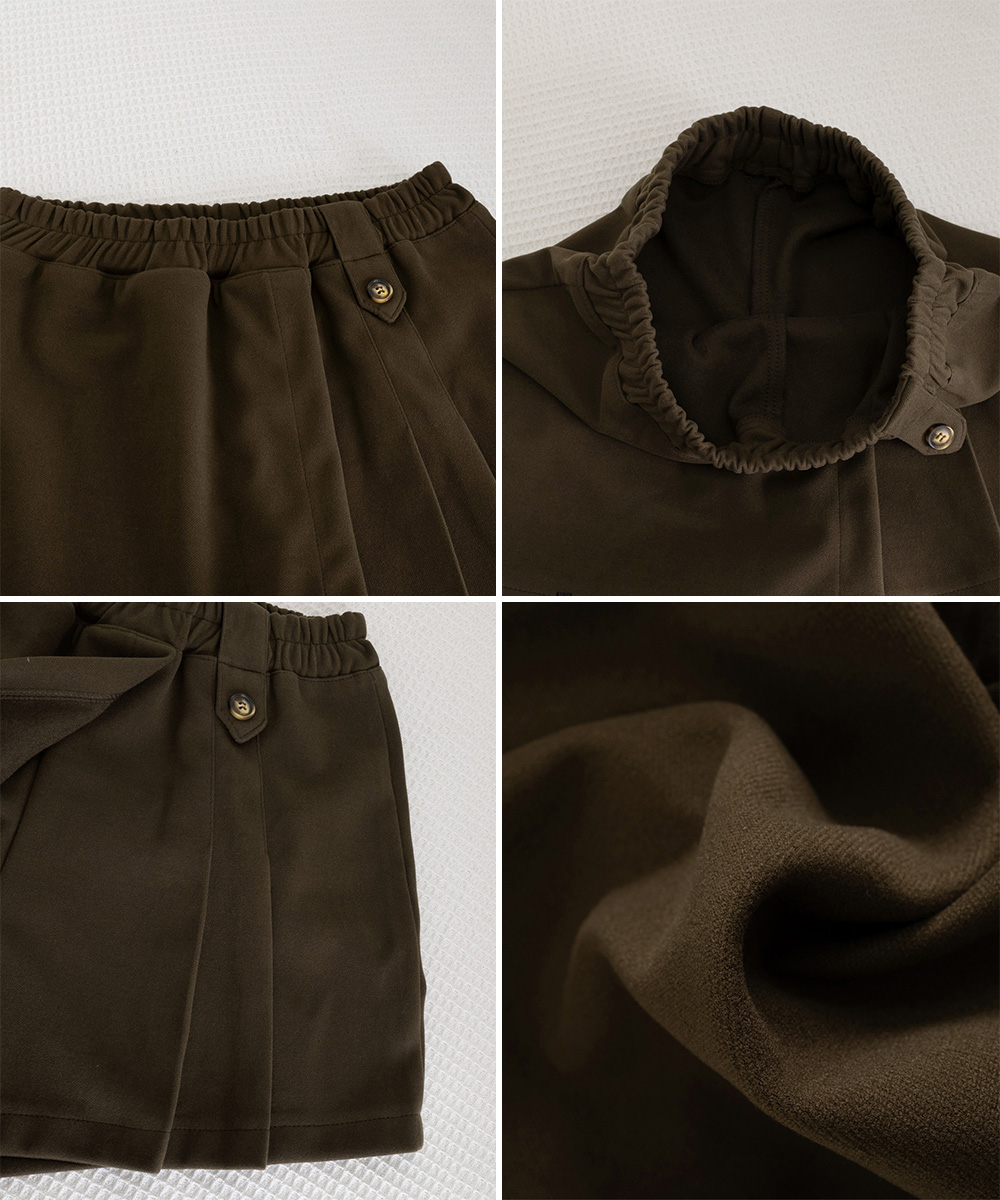 シンプルファッション プリーツキュロットパンツ ウール風 秋冬