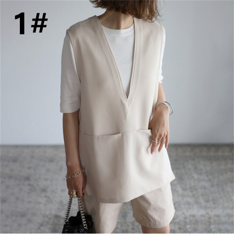 シンプルファッション 新作ブイネックベスト レディース春夏無地重ね着