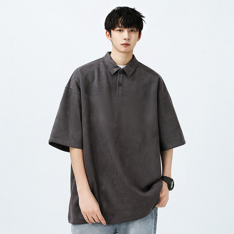 シンプルファッション オーバーサイズ半袖ポロシャツ