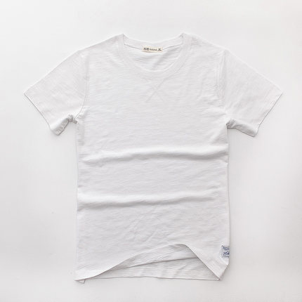 シンプルファッション 竹節綿素材クルーネック半袖Tシャツ
