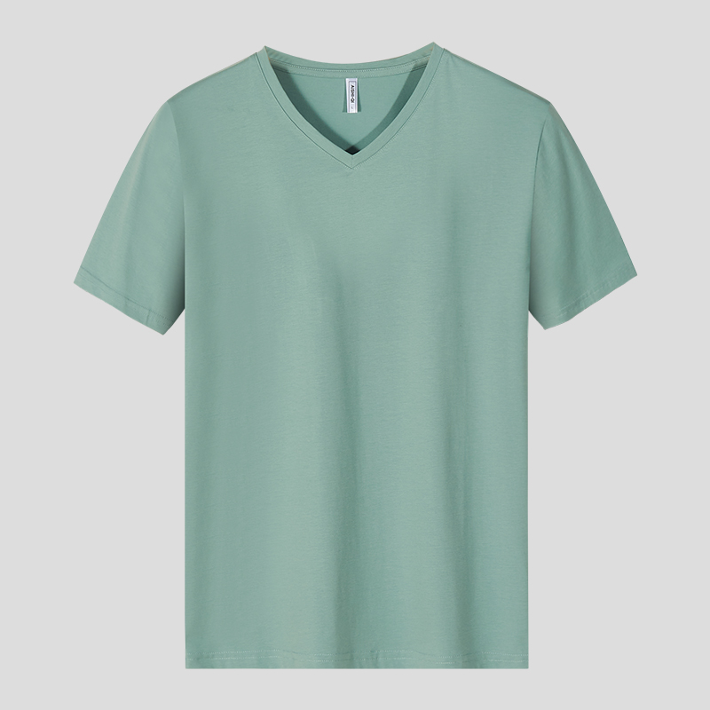 シンプルファッション Vネック綿素材フィット半袖Tシャツ