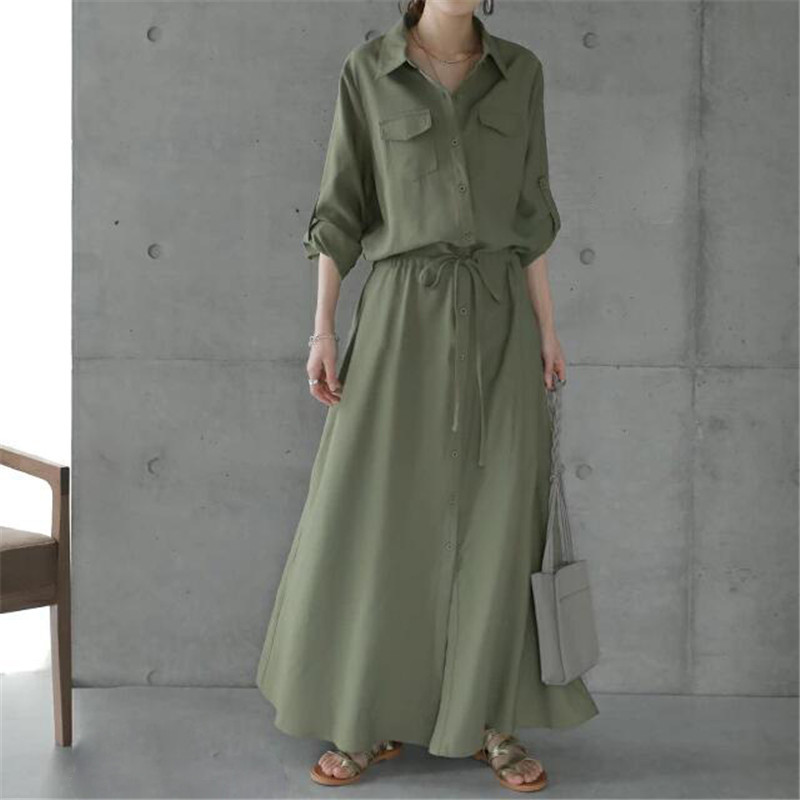 リラックスシャツワンピース シンプルファッション