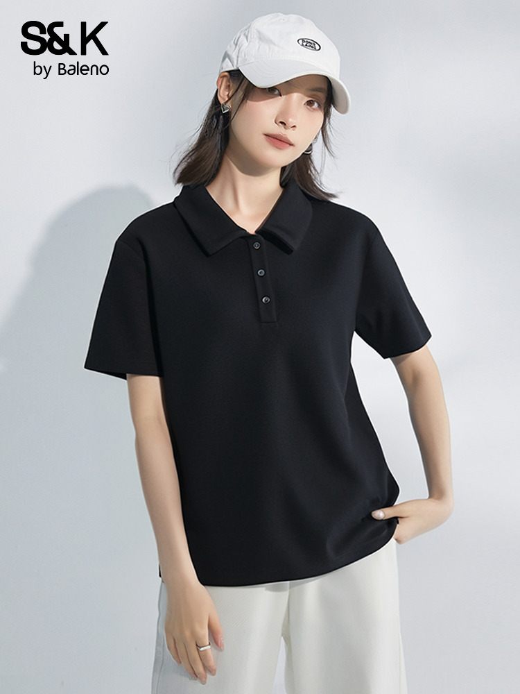 シンプルファッション ベーシック半袖ポロシャツ