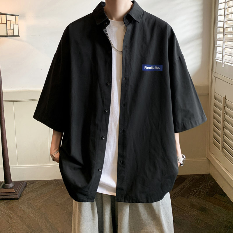 シンプルファッション 涼感素材ゆったり半袖シャツ