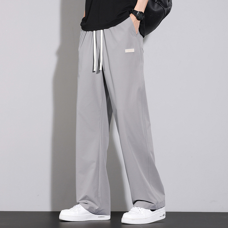 シンプルファッション 速乾素材ワイドストレートパンツ