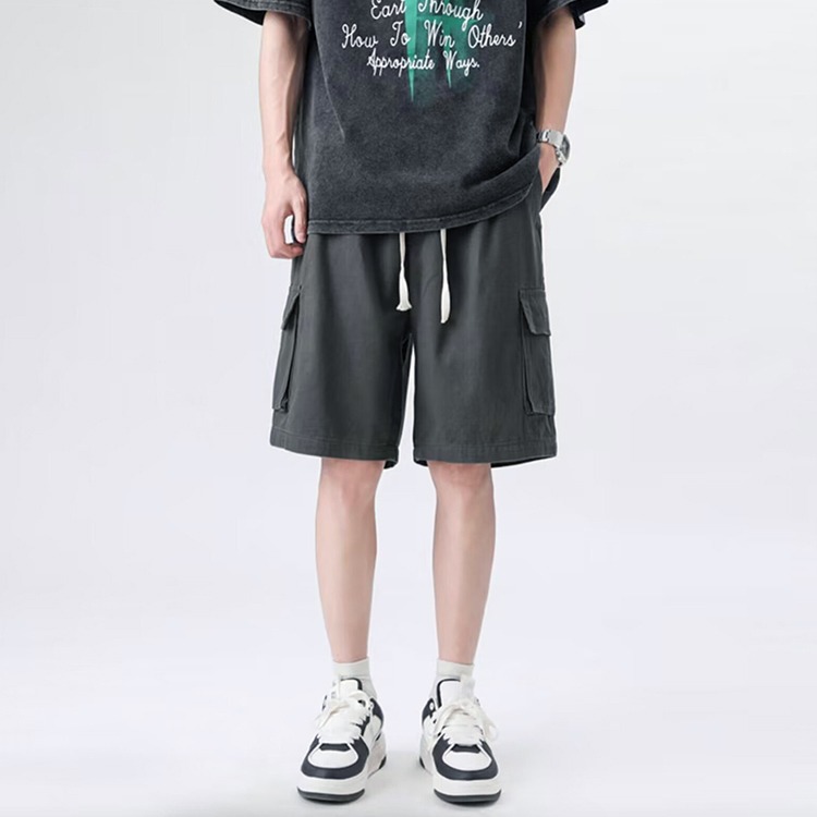 シンプルファッション ユーティリティ多機能ポケットハーフパンツ