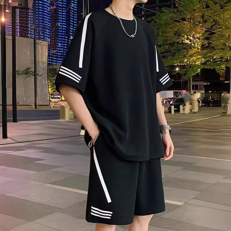 シンプルファッション ラインデザインセットアップ上下セット