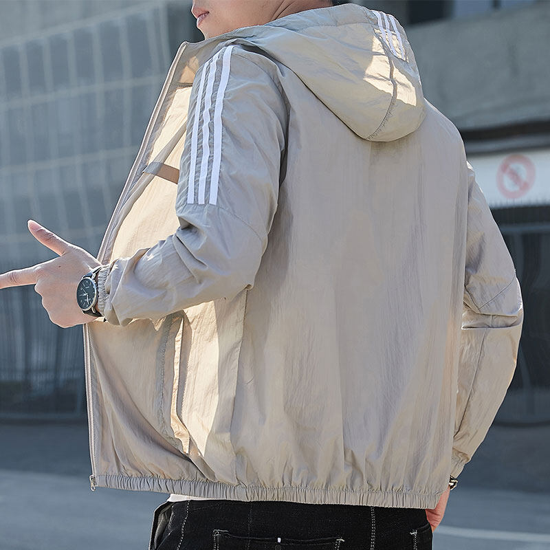 シンプルファッション 軽量フード付き速乾ジャケット