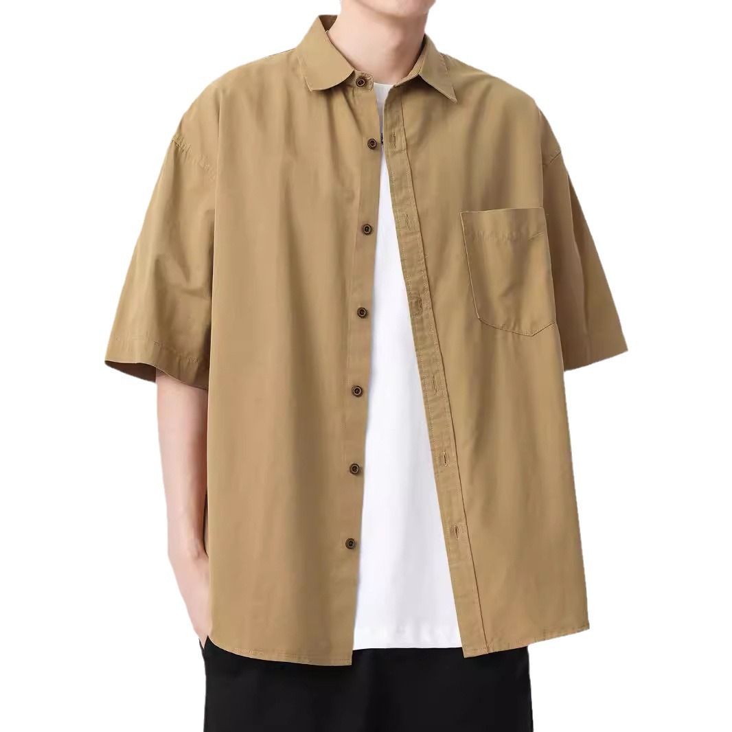 シンプルファッション ゆったりシルエット半袖シャツ