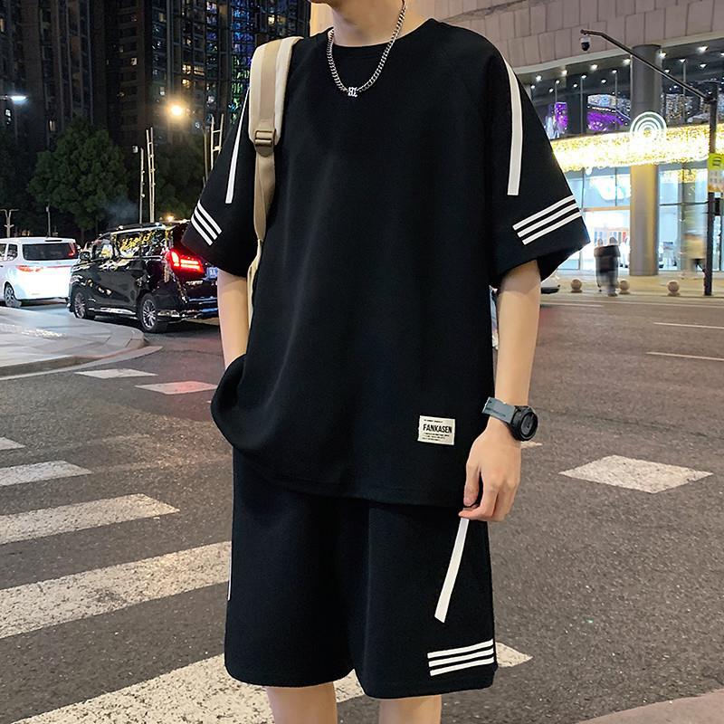 シンプルファッション ラインデザインセットアップ上下セット