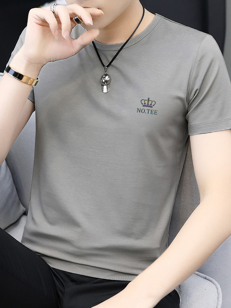 シンプルファッション モダールひんやり半袖クルーネックTシャツ