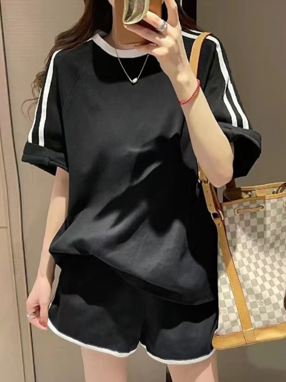 シンプルファッション ラインデザイン 上下セット ルームウェア
