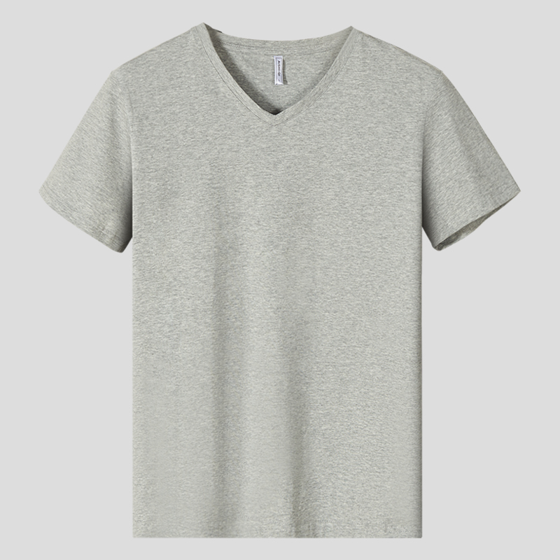 シンプルファッション Vネック綿素材フィット半袖Tシャツ